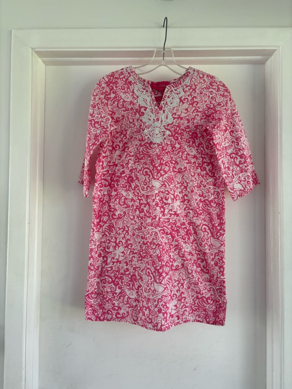 Lilly Pulitzer Pink & White Floral V-Neck Tunic